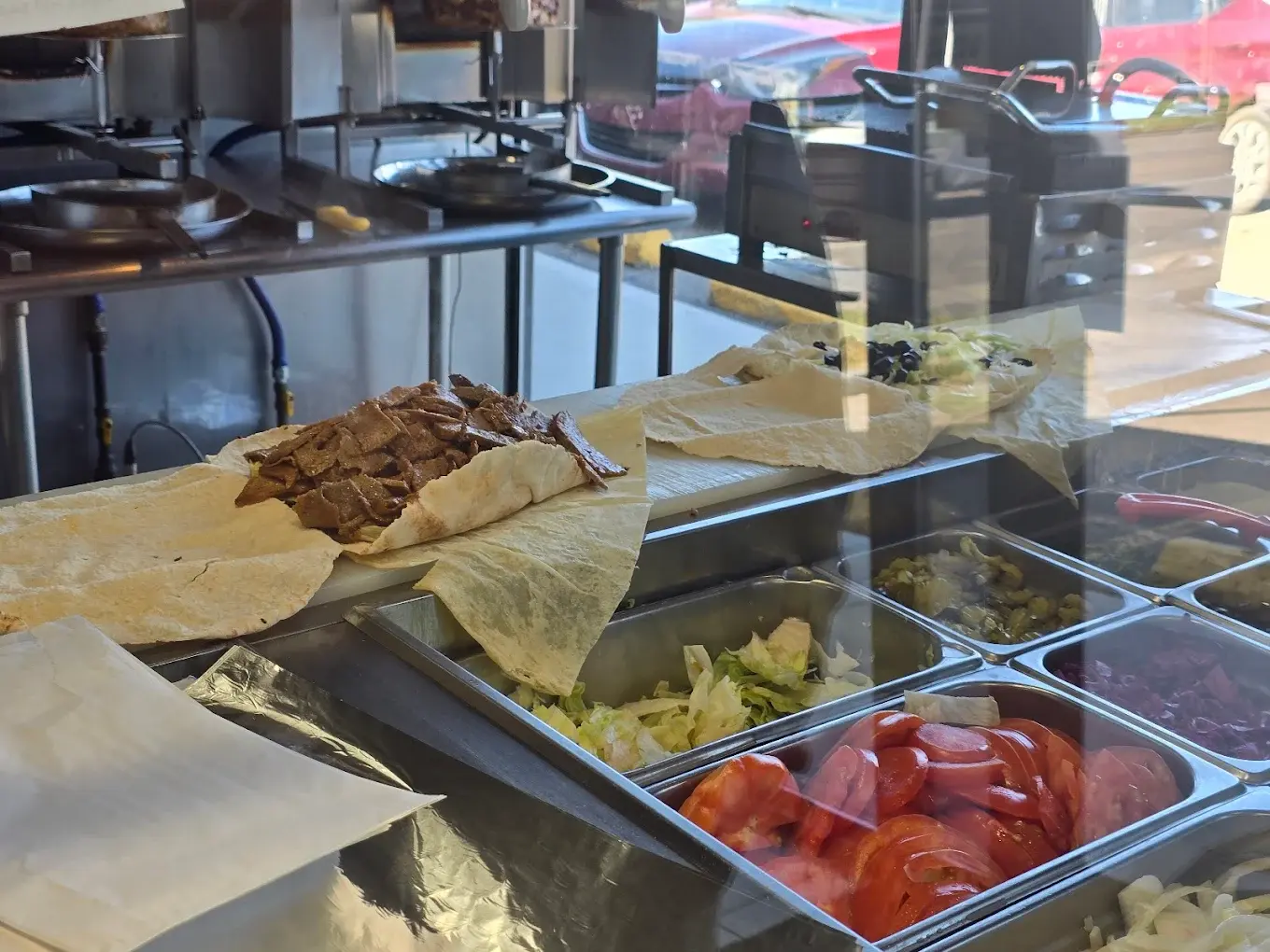Authentic Middle Eastern restaurant interior at Spiced Route Shawarma in Calgary, AB